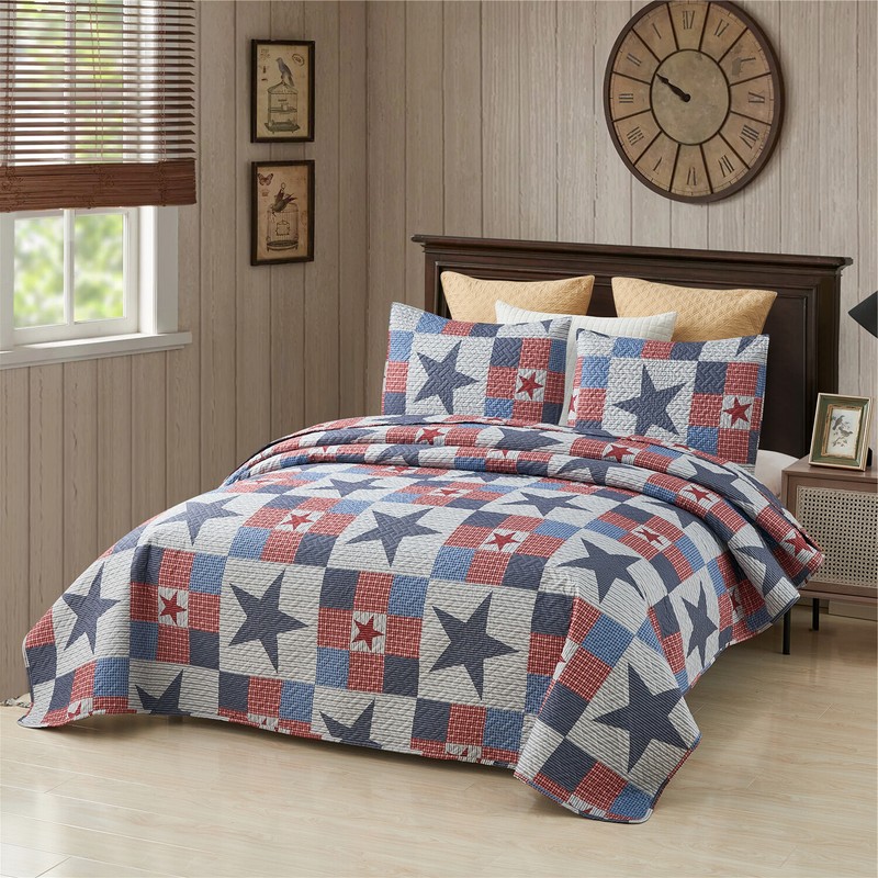 Floral Patchwork Boho Style Quilted Reversible Coverlet All Season Bedspread Set gallery