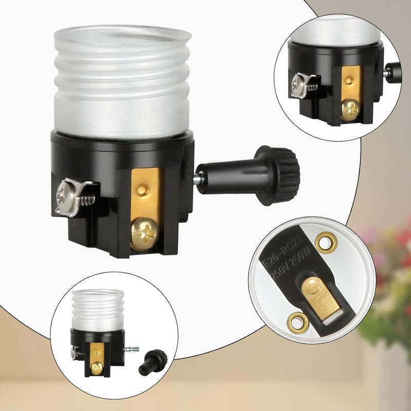 3 Way Lamp Socket Replacement,E26/E27 Light Repair White gallery