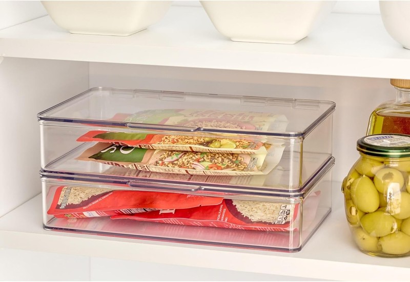 Kitchen Binz BPA-Free Plastic Stackable Organizer Box with Lid -, Clear gallery