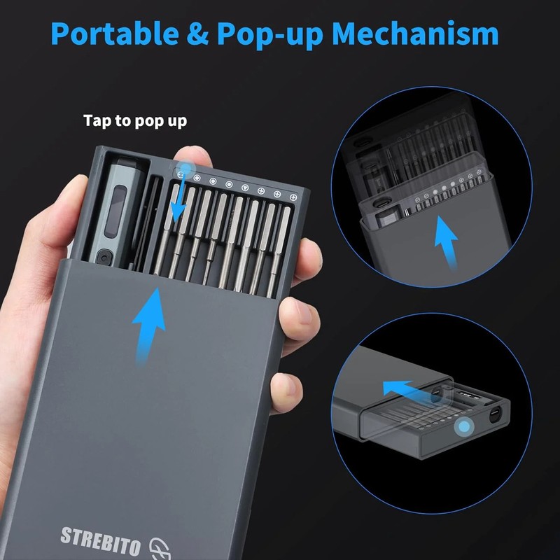 STREBITO Mini Electric Screwdriver Set, 70 in 1 Small Electric Screwdriver - 64 gallery