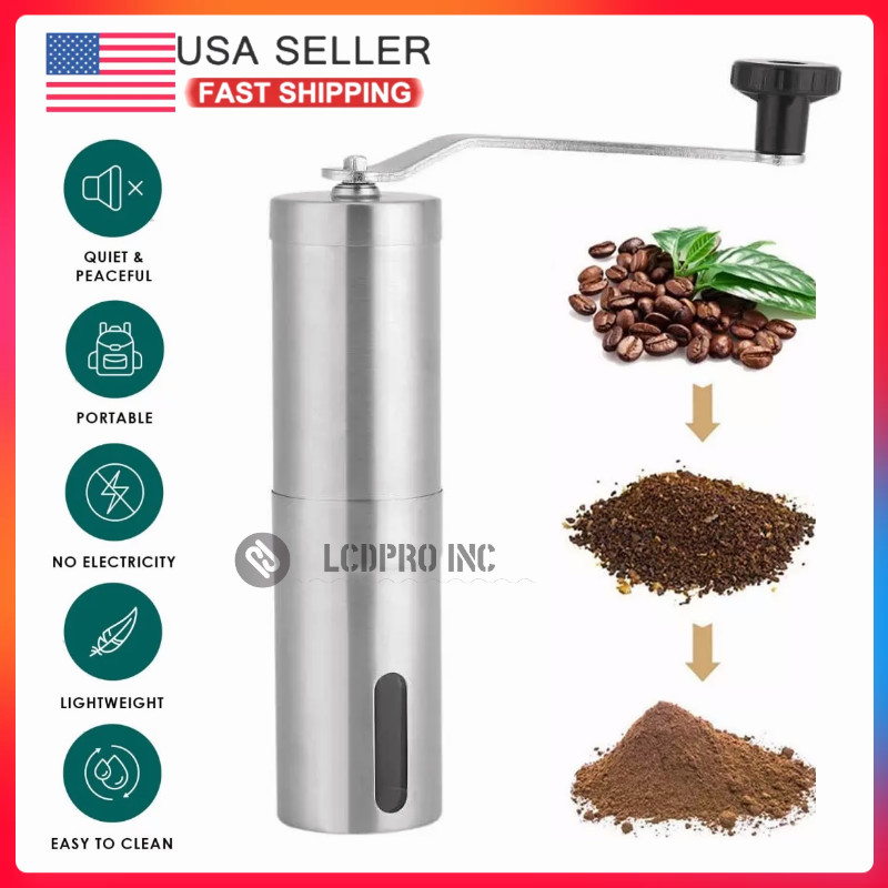 Manual Coffee Bean Grinder Stainless Steel Hand Coffee Mill Ceramic Burr US Ship gallery