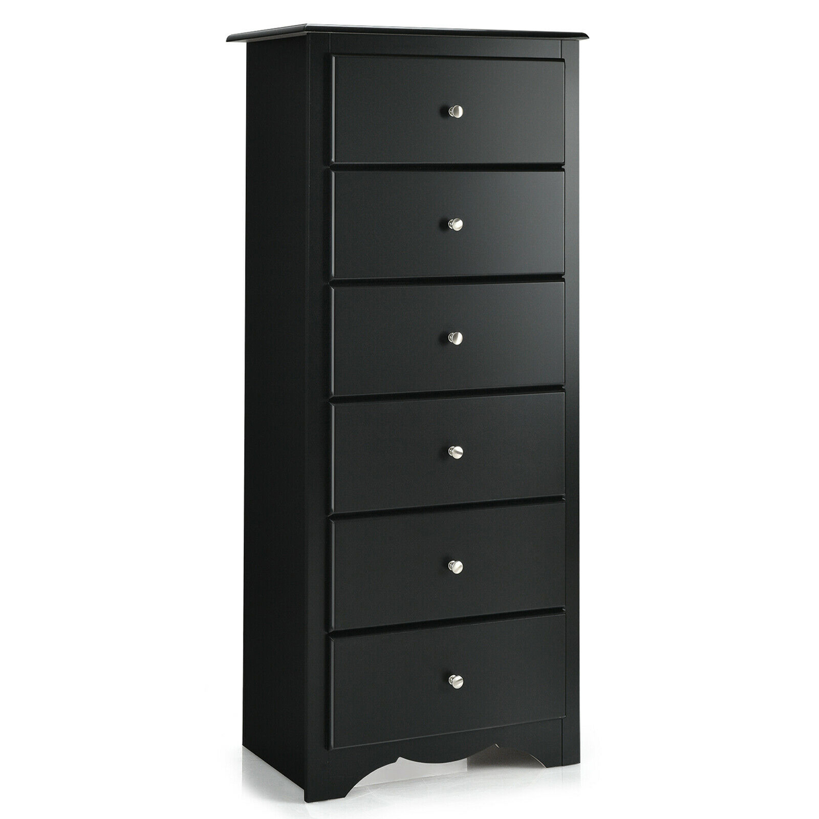 6 Drawer Chest Dresser Clothes Storage Bedroom Tall Furniture Cabinet Black gallery