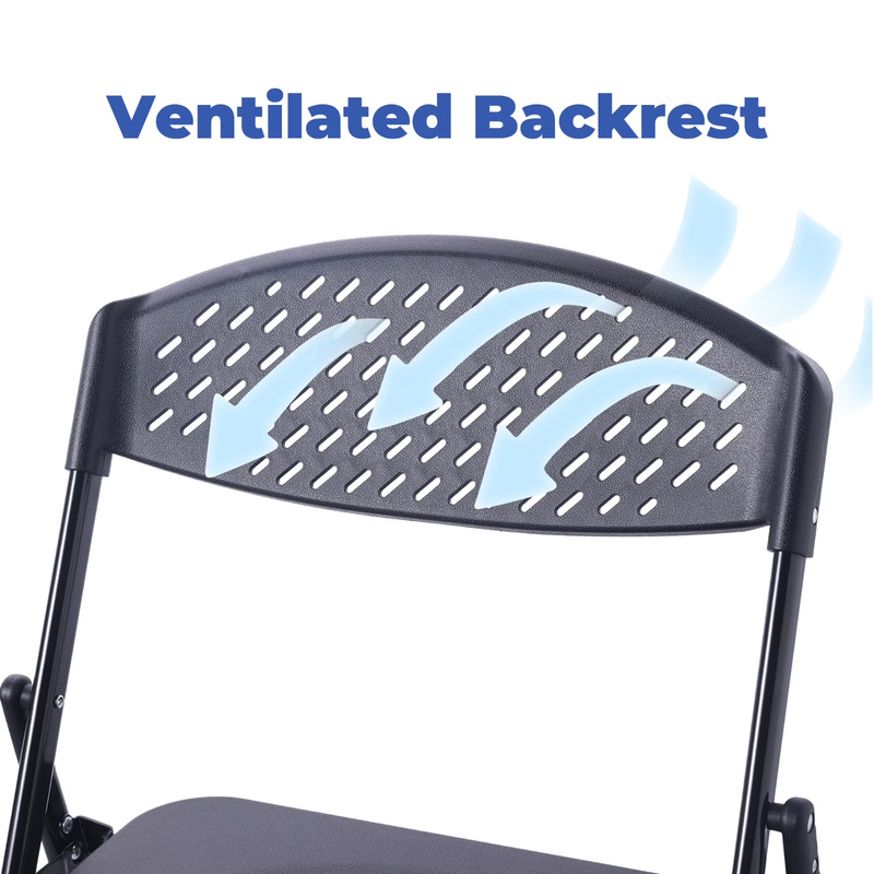 Steel Frame Light-Weight Compact Plastic Folding Chairs,Black (Set of 10)-M10 gallery