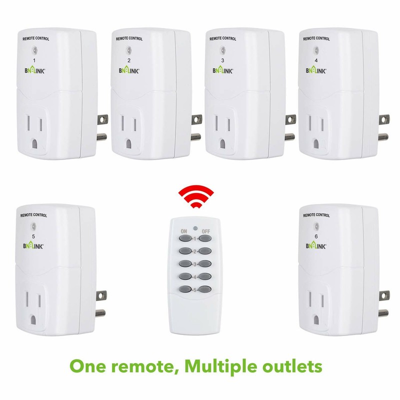 BN-LINK Wireless Remote Control Outlet Plugs with 2 remotes and 5 sockets Indoor gallery
