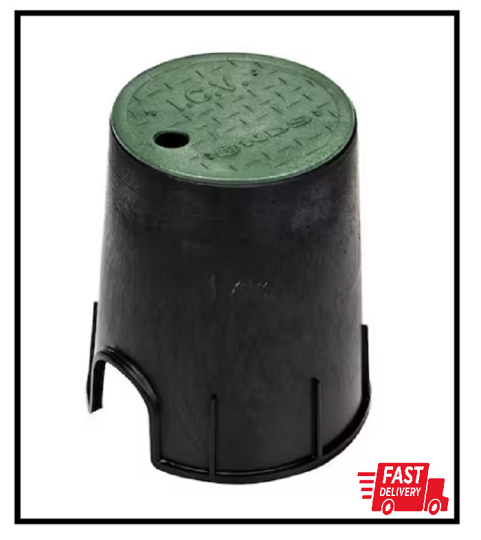 6 in. Round Valve Box and Cover, Black Box, Green ICV Cover gallery