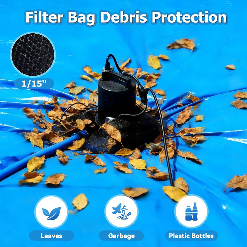380W Automatic Swimming Pool Cover Pump 3500GPH Submersible Water Pump with 3/4” gallery