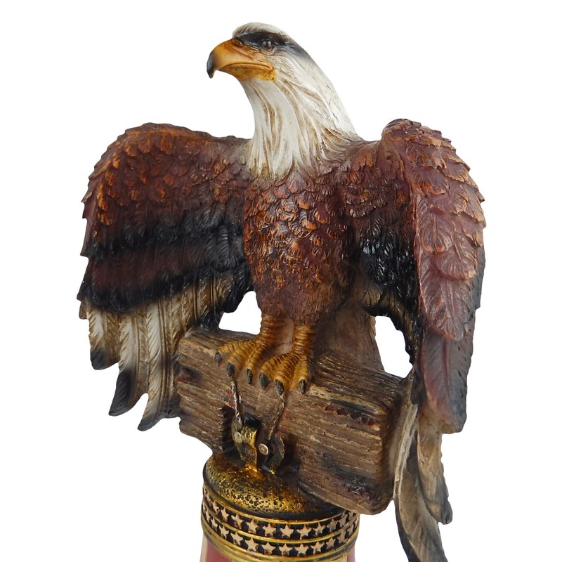 Large Bald Eagle Figurine Statue Perched On Liberty Bell American Flag 13 1/2 in gallery