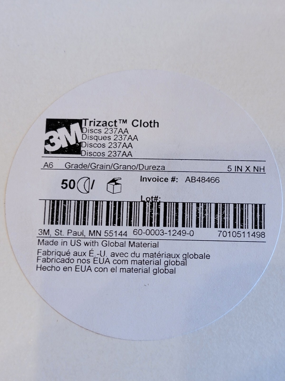  Custom 3M Trizact 237AA discs A6 grade 5in 50 pack FREE SHIPPING gallery