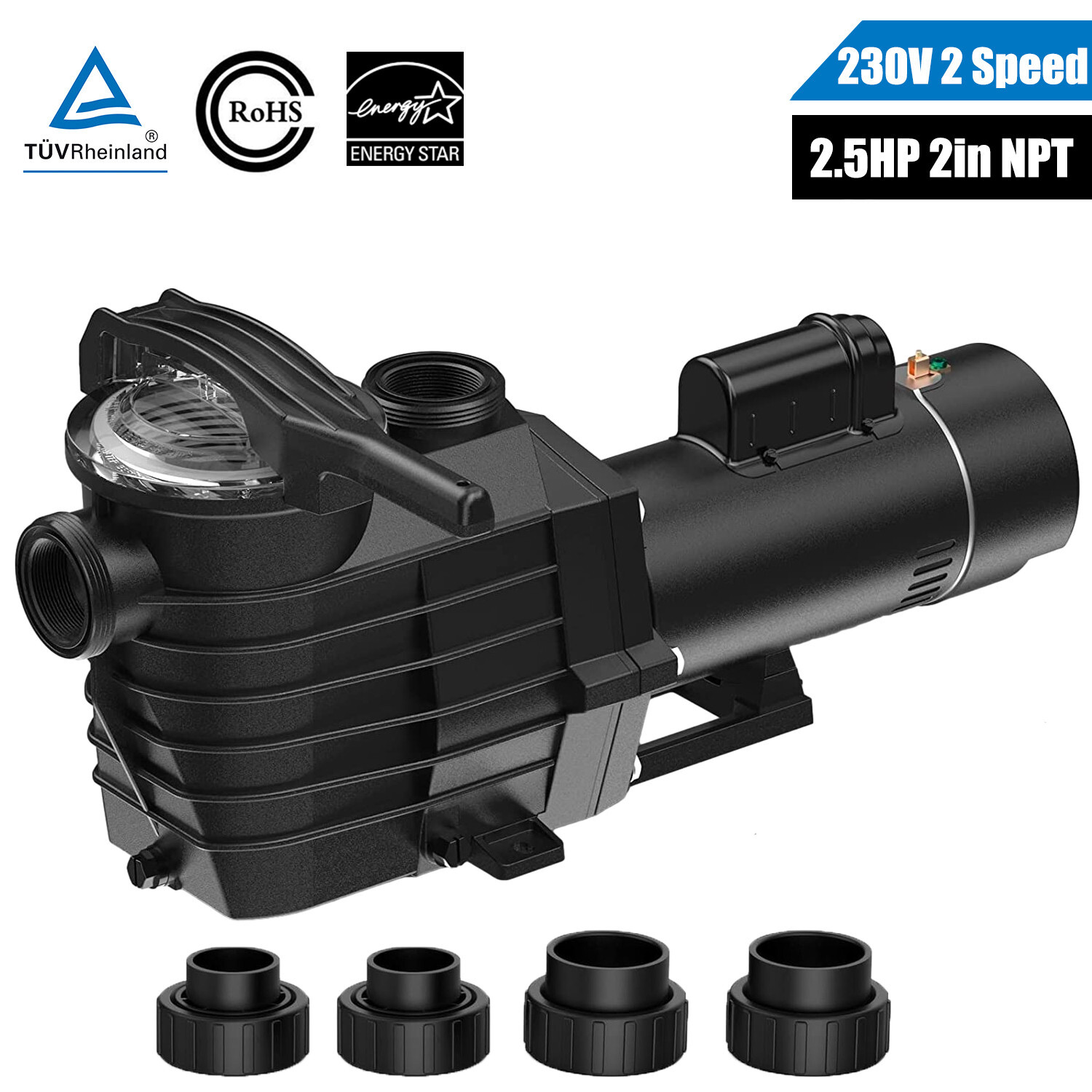 2 Speed 2 1/2HP Inground Swimming Spa Pool Pump 9000/4140 GPH Motor 2" NPT 230V gallery