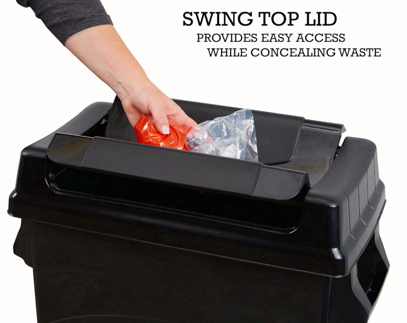 United Solutions 23 Gallon Slim Trash Can w/ Swing Lid Black gallery