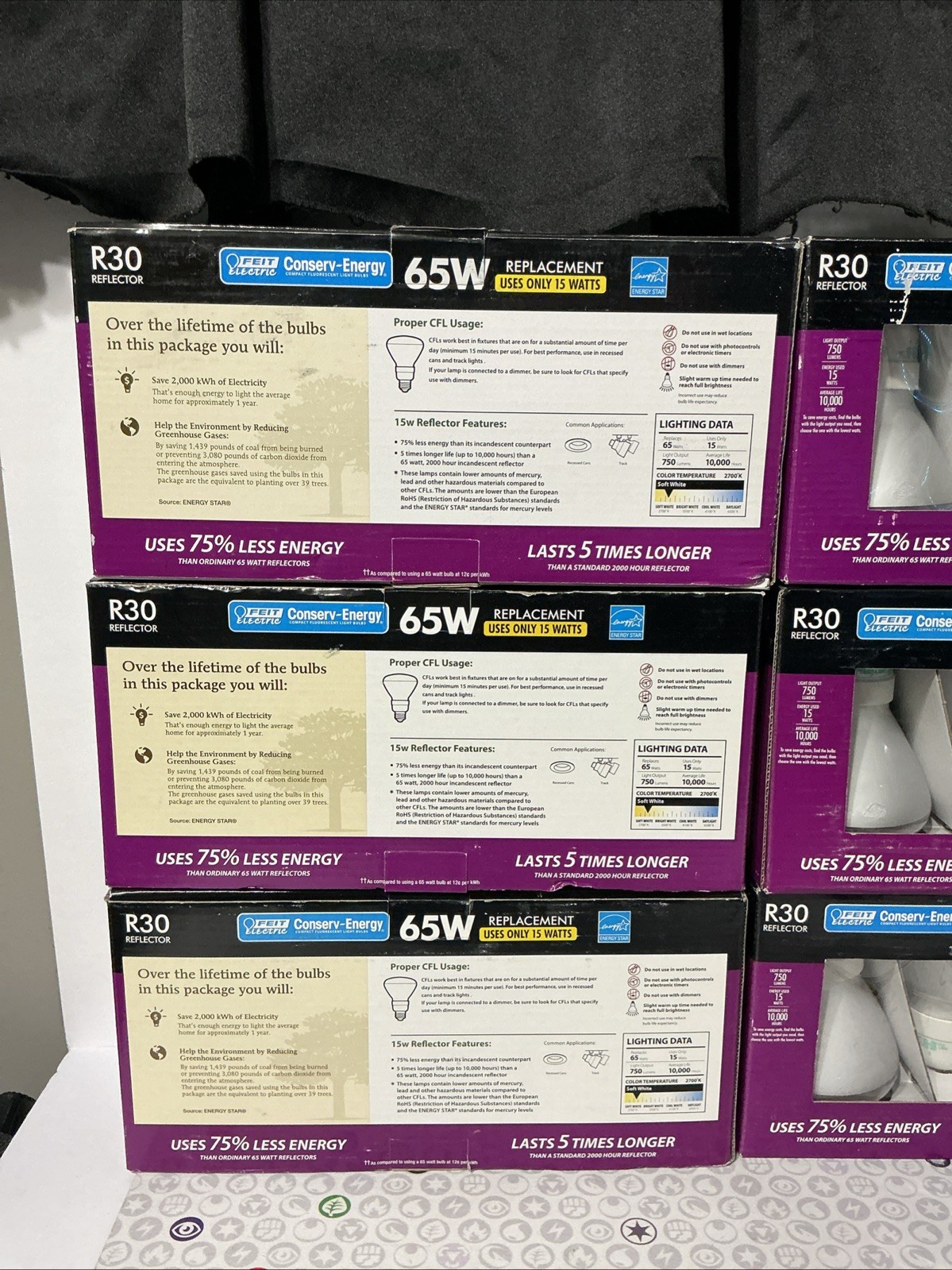 Feit R30 Reflector Conserv Energy 65W Light Bulbs 4-Pack / 6 PC LOT New! gallery