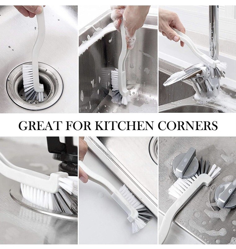 🌟2-Pack Kitchen Scrub Brush Set For Bottles, Dishes, Window, Grout Edges Corner gallery