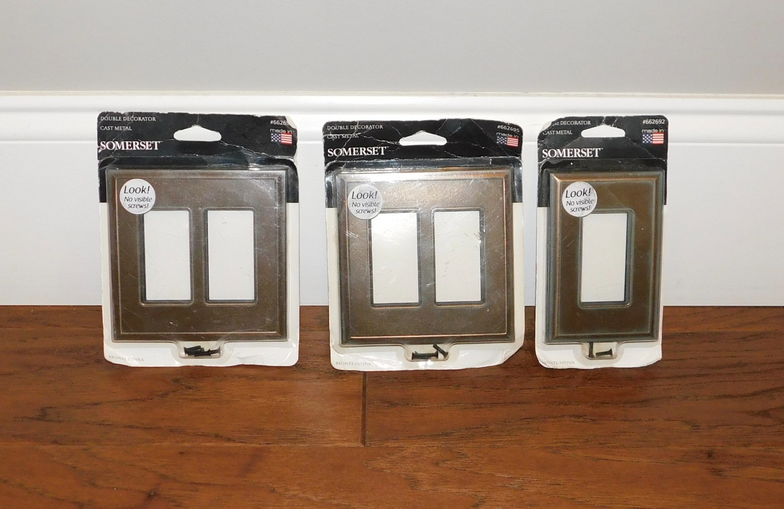 LOT 3 Somerset Double&Single Rocker Switch Plate Bronze Patina No Visible Screws gallery
