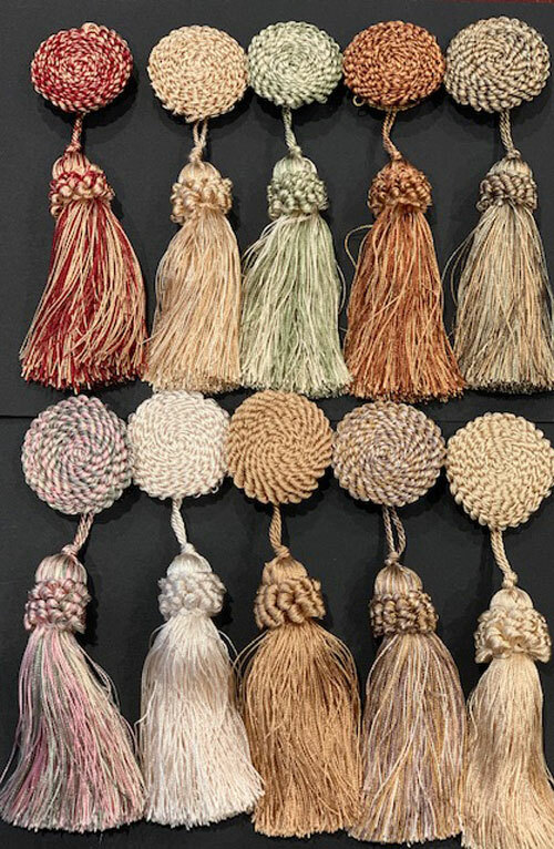 LOT OF 10 ASSORTED BUTTON KEY TASSELS gallery