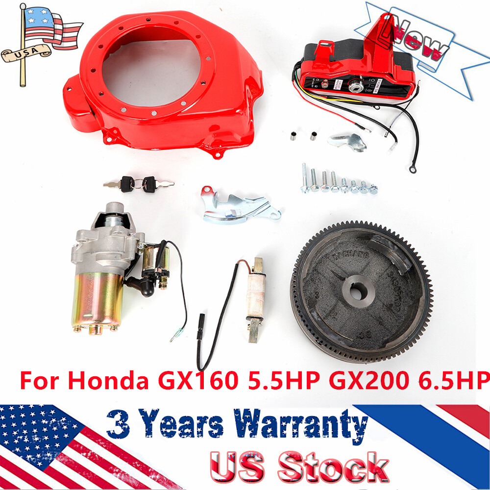 ELECTRIC START KIT FLYWHEEL STARTER KEY MOTOR INGNITION FOR HONDA GX160 GX200 gallery