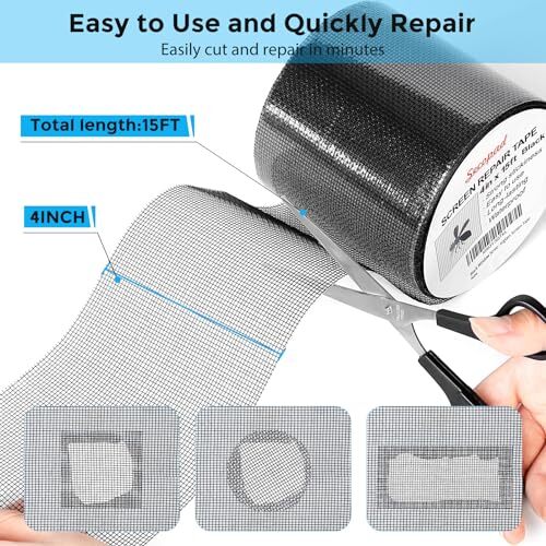 4 in X 15 FT (180IN)/Grey Window Screen Repair Tape, Screen 4IN X 15FT Black gallery