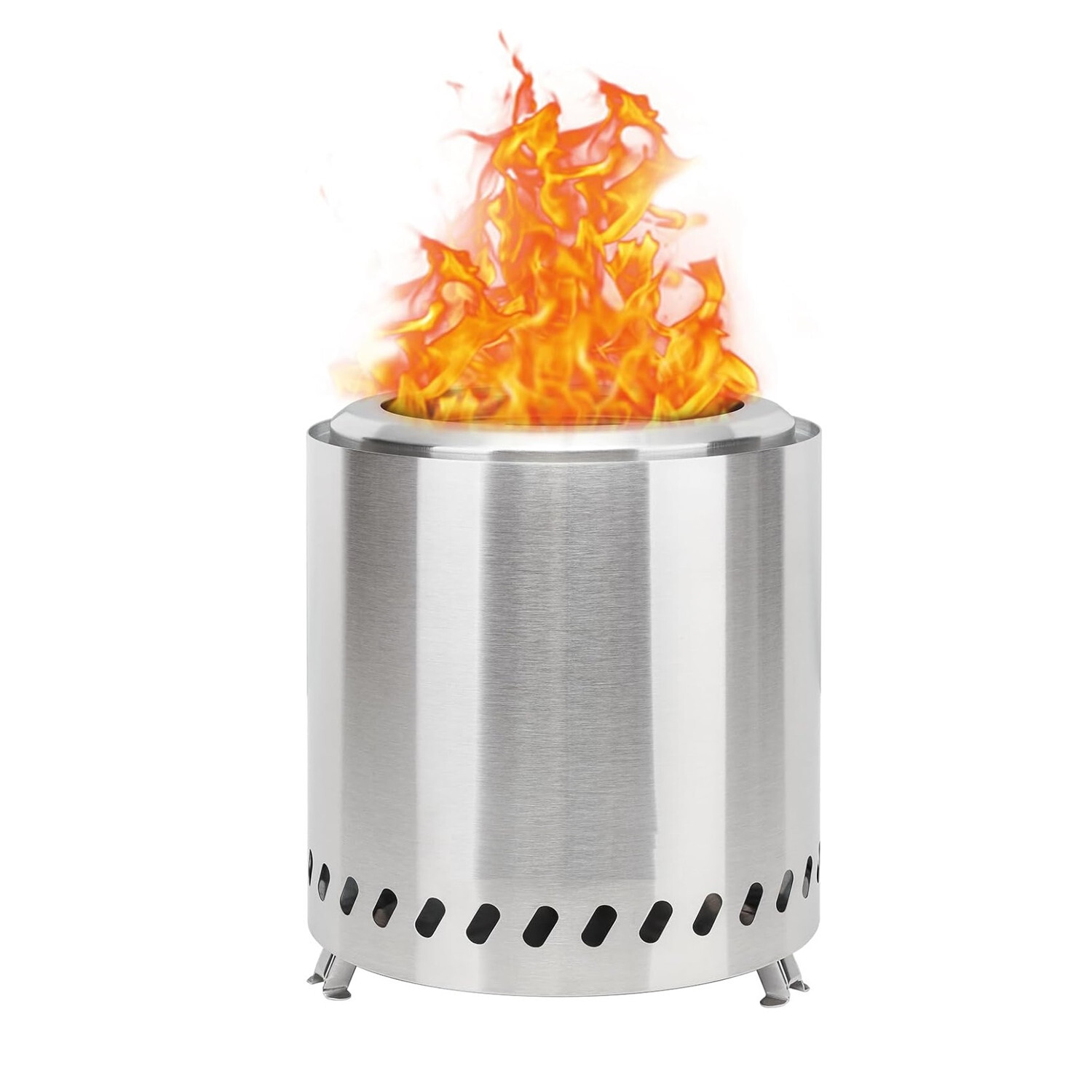 8.6" Smokeless Fire Pit Portable Outdoor Wood Burning Firepit Stainless Steel US gallery