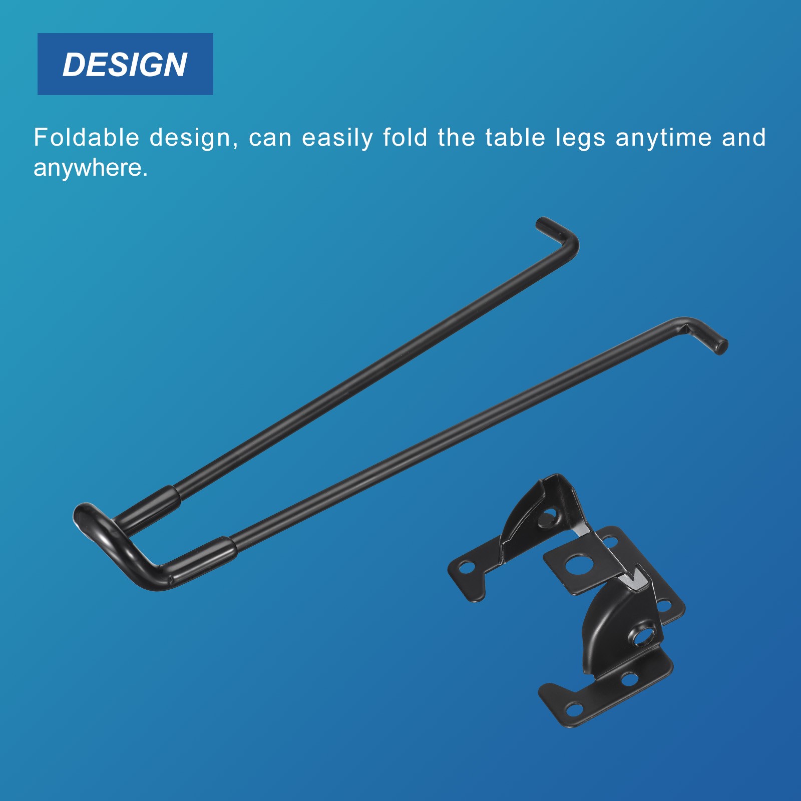 Folding Table Legs, 4pcs 25cm(9.8") Metal Foldable Coffee Table Legs, Black gallery