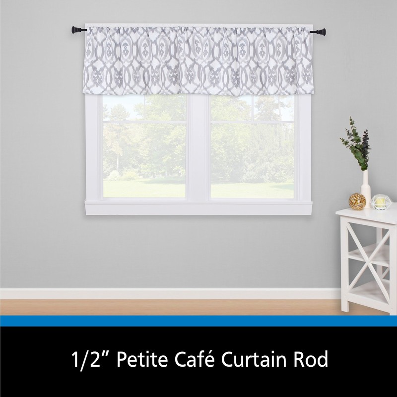 (1 pack) 1/2" Twain Square Petite Café Adjustable Curtain Rod,48-84", Black gallery