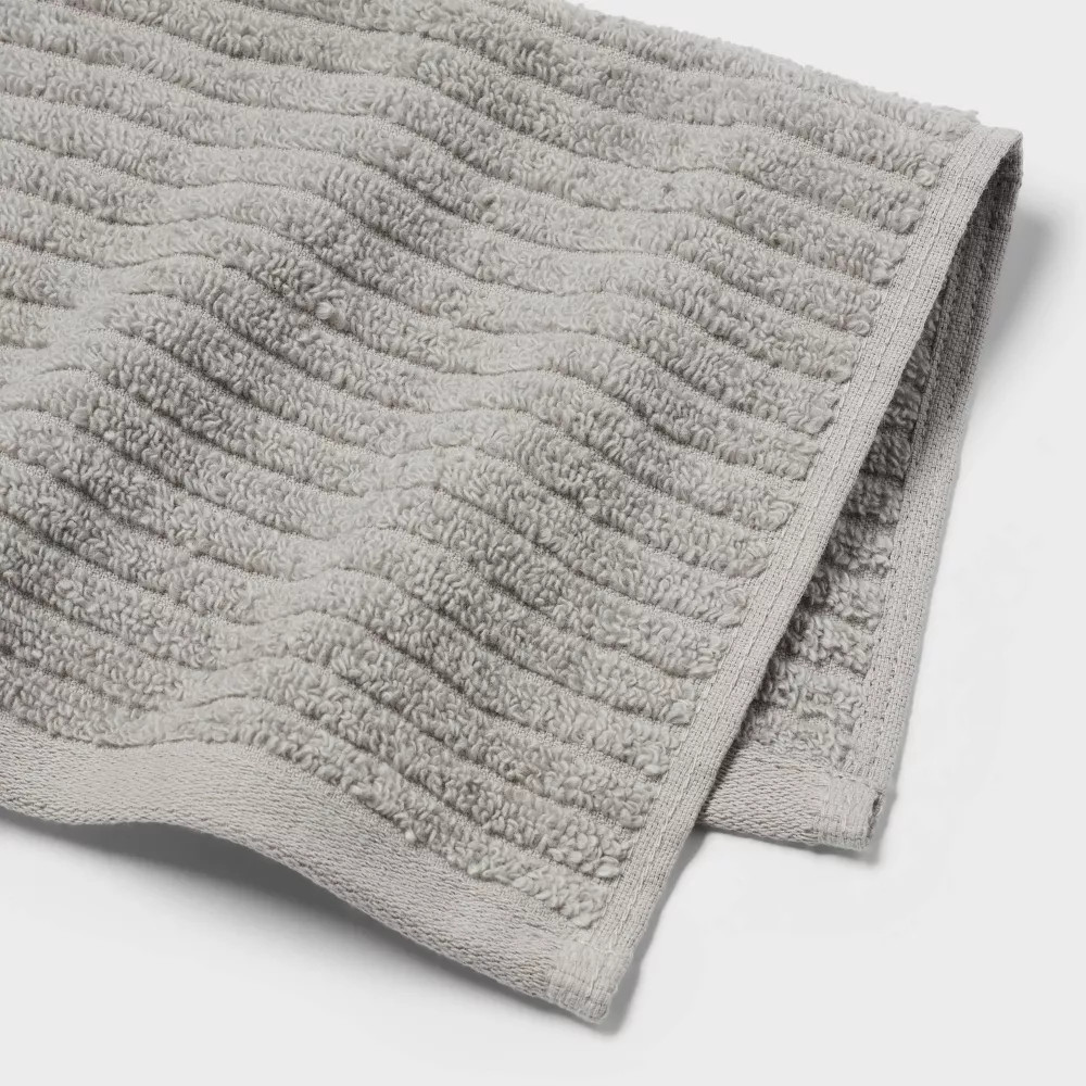 4pk Quick Dry Ribbed Hand/Wash Towel Set Gray gallery