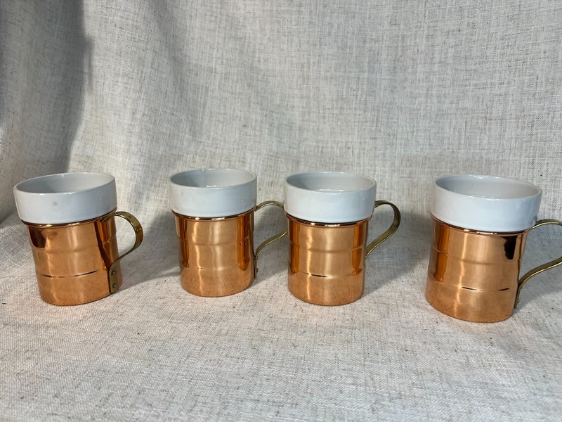 DAEWOO 4 COPPER/CERAMIC COFFEE MUG SET~Glasses*Tumblers gallery