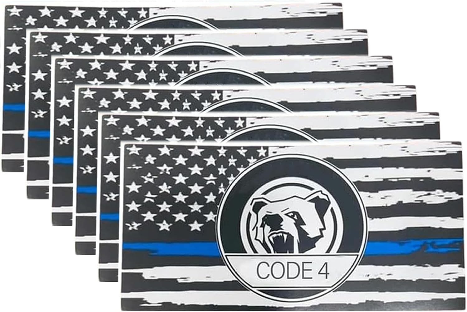 6pcs Thin Blue Line Flag Car Sticker Decals – Police Support American Flag Set gallery