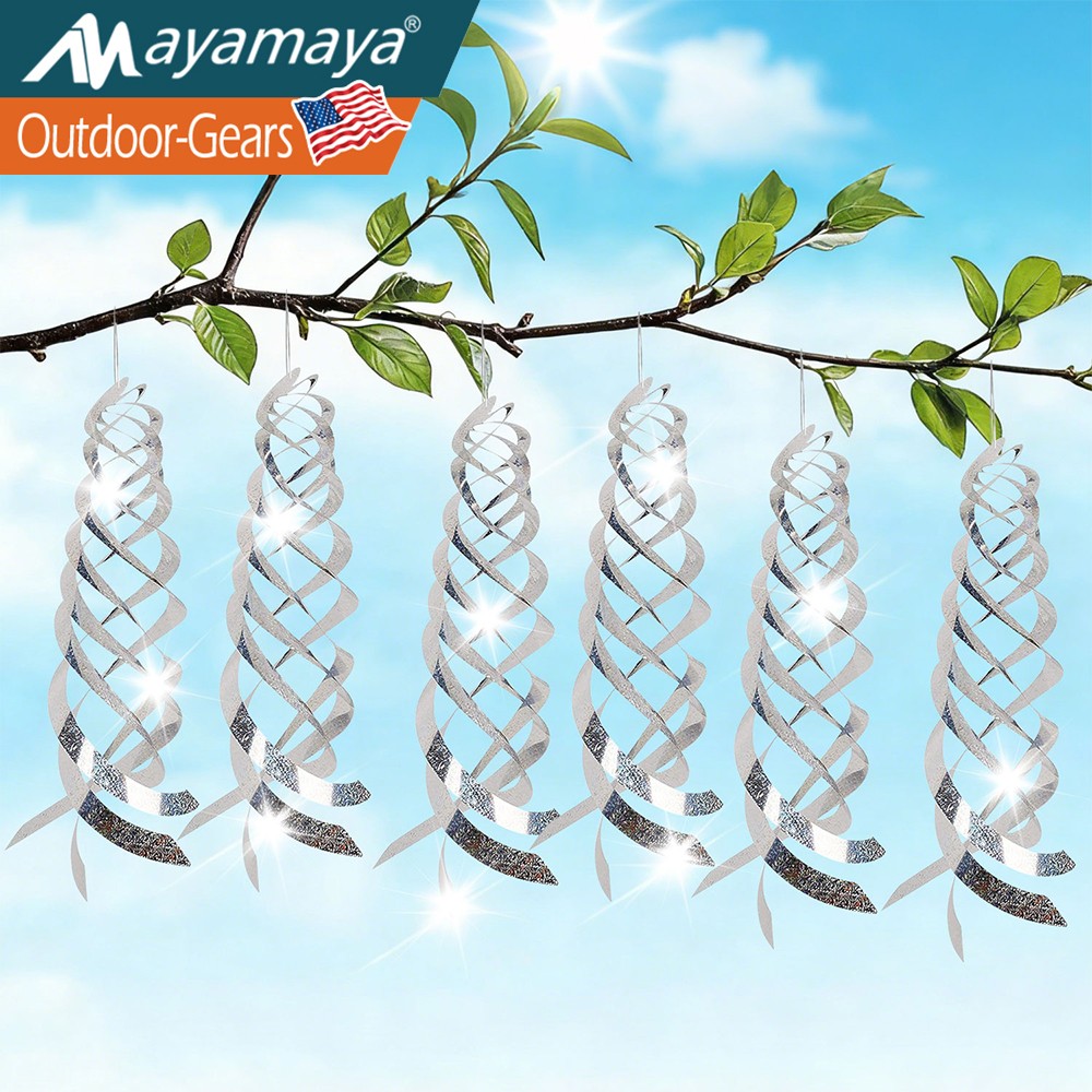 6Pcs Spiral Reflective Bird Repellent Device Deterrent Hanging Ornament for Yard gallery