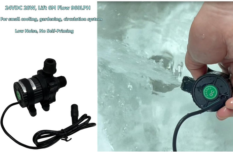 DC40F-2460 Micro Brushless DC Water Pump 24V 28W, 253GPH 19Ft, Waterproof, 1/2 I gallery