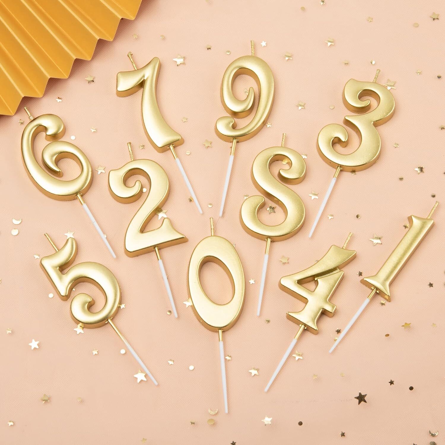 PHD CAKE 10-Count 0-9 Gold Number Birthday Candles, One Birthday, gallery