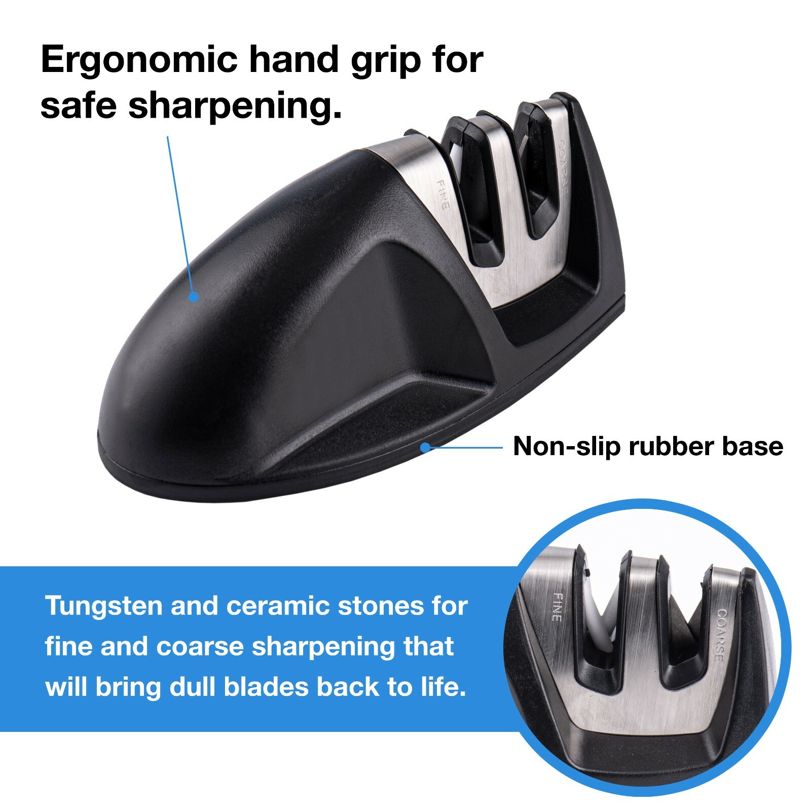 2-Stage Compact Knife Sharpener Coarse/Fine Tungston/Ceramic PRACTICAL KITCHEN gallery