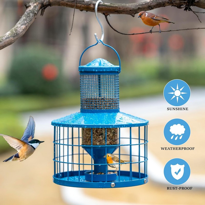 Caged Bird Feeders Squirrel-Proof, Metal, 2.8 Lbs Capacity-Cage Tube Seed Feeder gallery