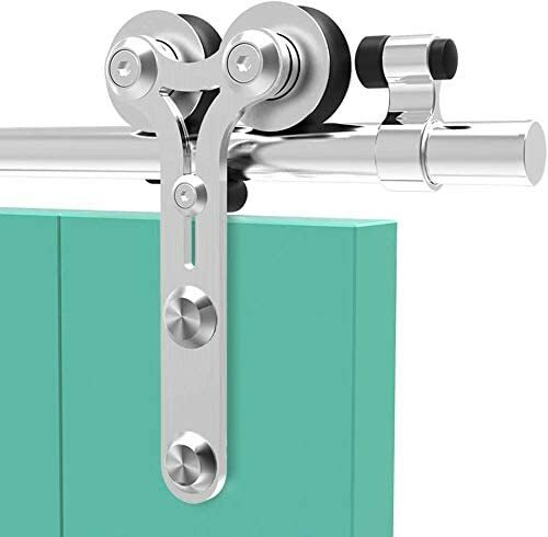 CCJH 4FT-16FT Stainless Steel Sliding Barn Door Hardware Kit Track Closet Roller gallery