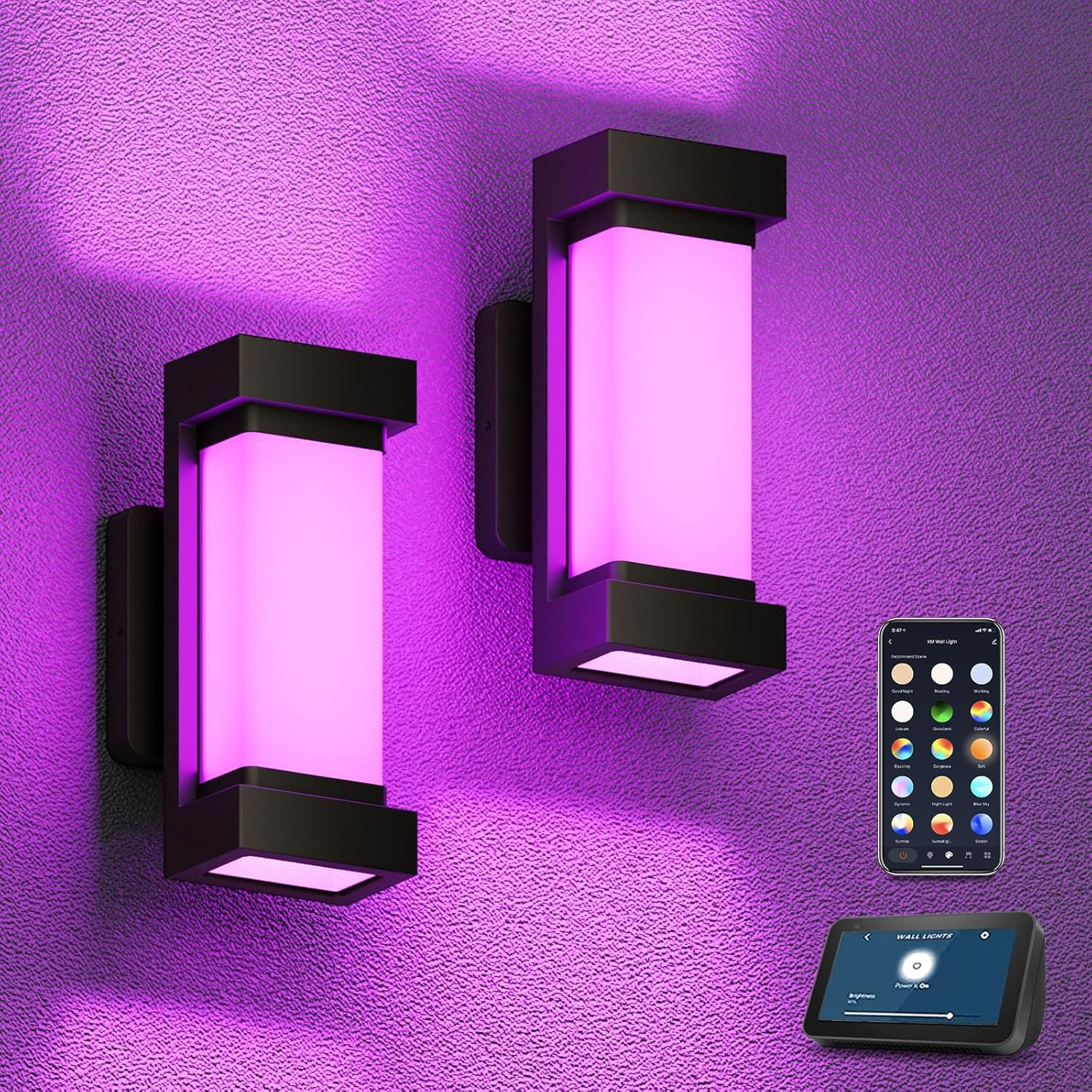 Outdoor Wall Lights, 2100LM Smart LED Porch Lights Outdoor, RGBCW Exterior Light gallery