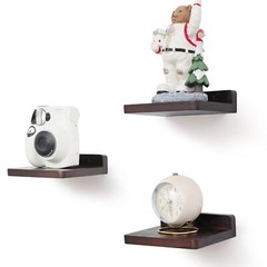 3 Pack 5×6″ Dark Walnut Small Floating Shelves Mini Display Ledges Rustic