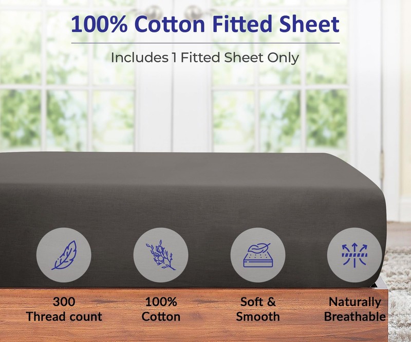 300 Thread Count 100% Long Staple Combed Cotton Fitted Sheet Queen - Super So... gallery