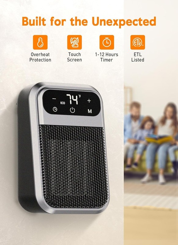 Small Plug In Heater, Digital Display Bathroom Heaters for Indoor Use, 800W C... gallery