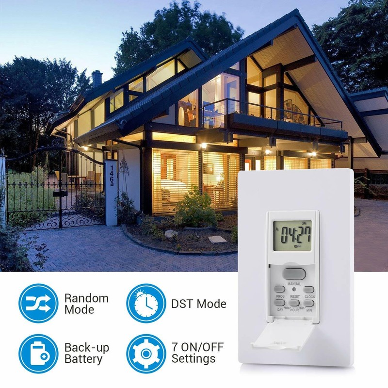 DEWENWILS 7 Day Programmable In-Wall Timer Switch Digital for Fans, Lights, gallery