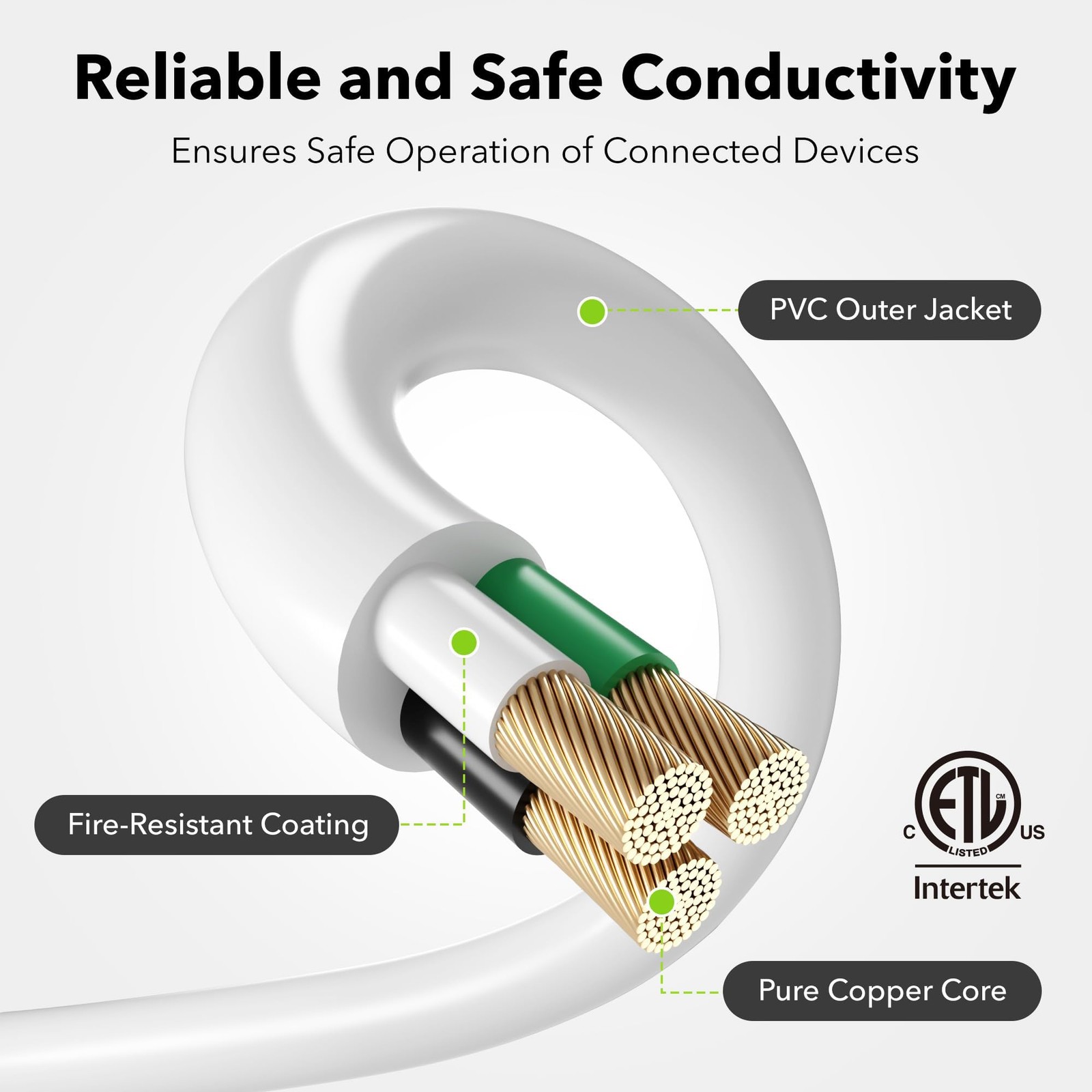BN-LINK 35ft Outdoor Extension Cord, 3-Prong, 16 Gauge General 35ft, White gallery