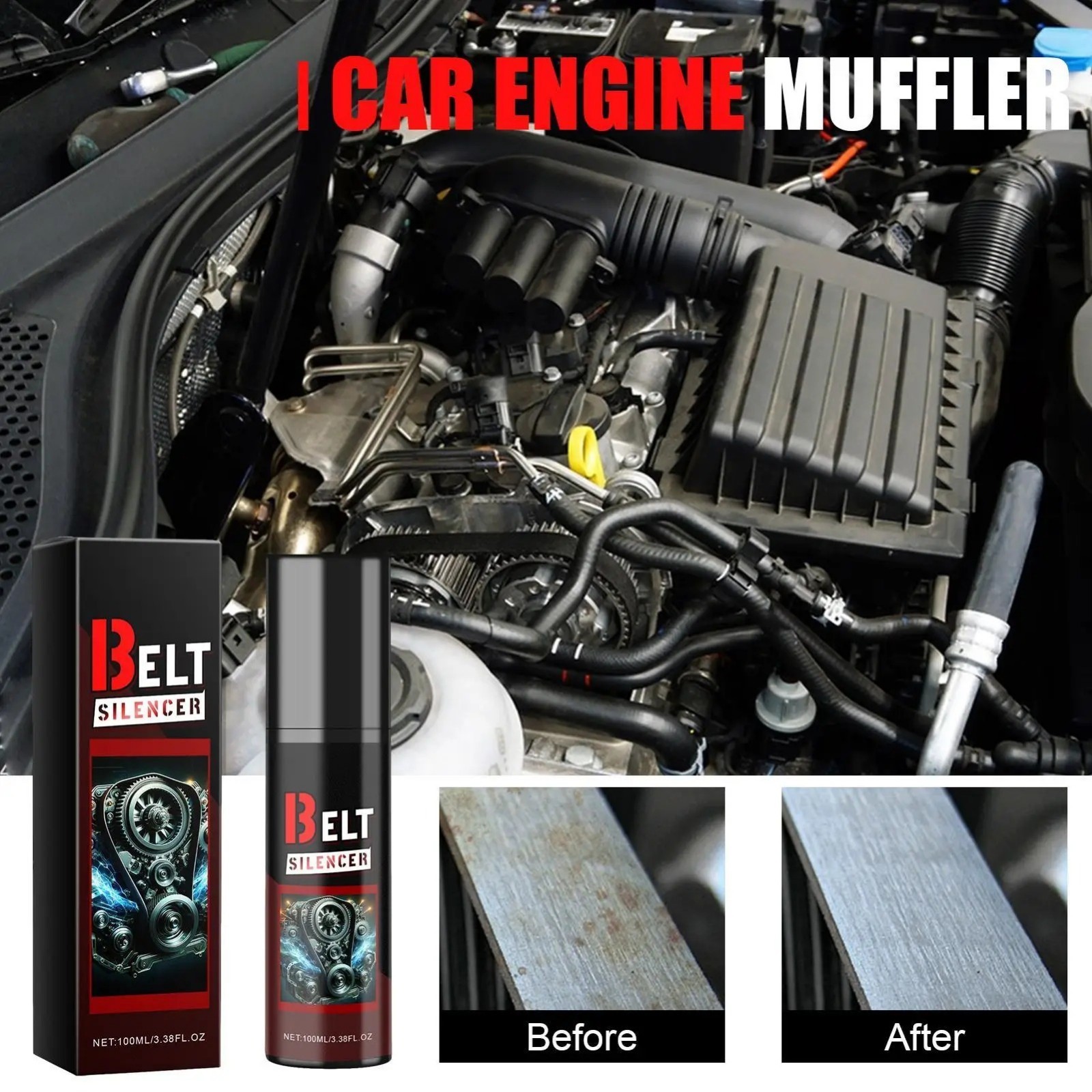 100ml Car Belt Noise Spray Engine Silencer Lubrication Dressing Protection gallery