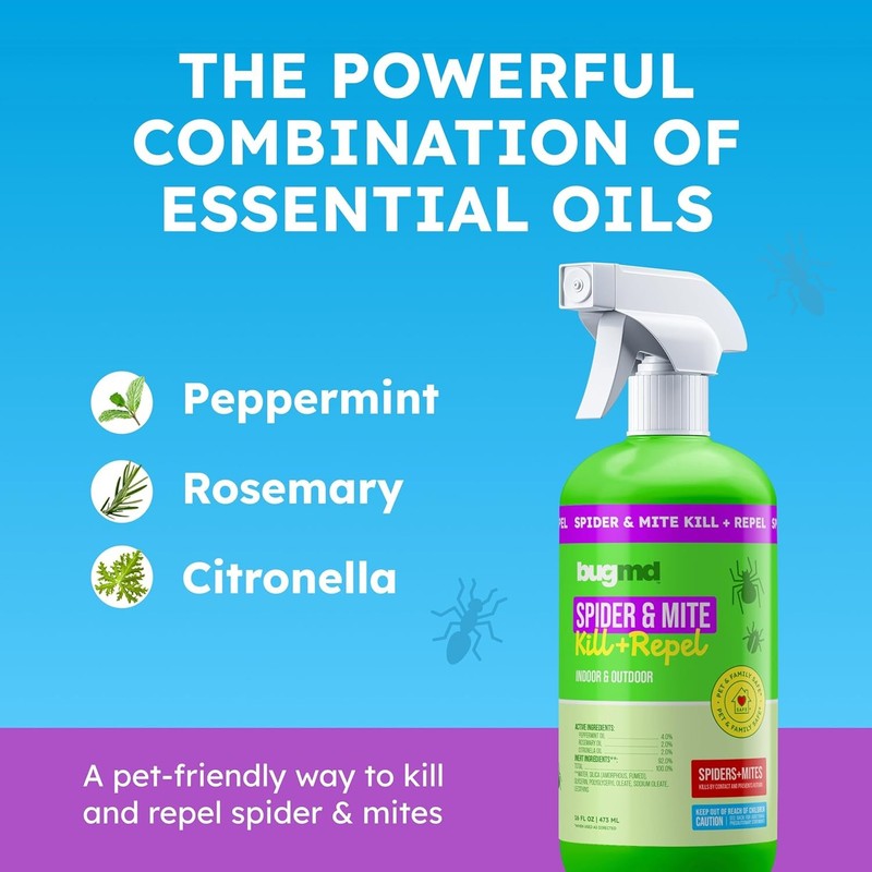 BugMD Pet Safe Spider Repellent Indoor & Outdoor Spray | Natural Spider & Mite K gallery