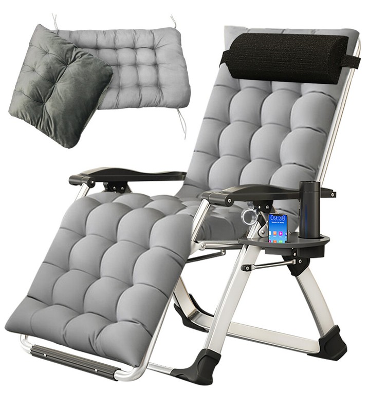 NAIZEA Folding Camping Cot Bed Zero Gravity Chair Mattress Gray Blue Mattress gallery