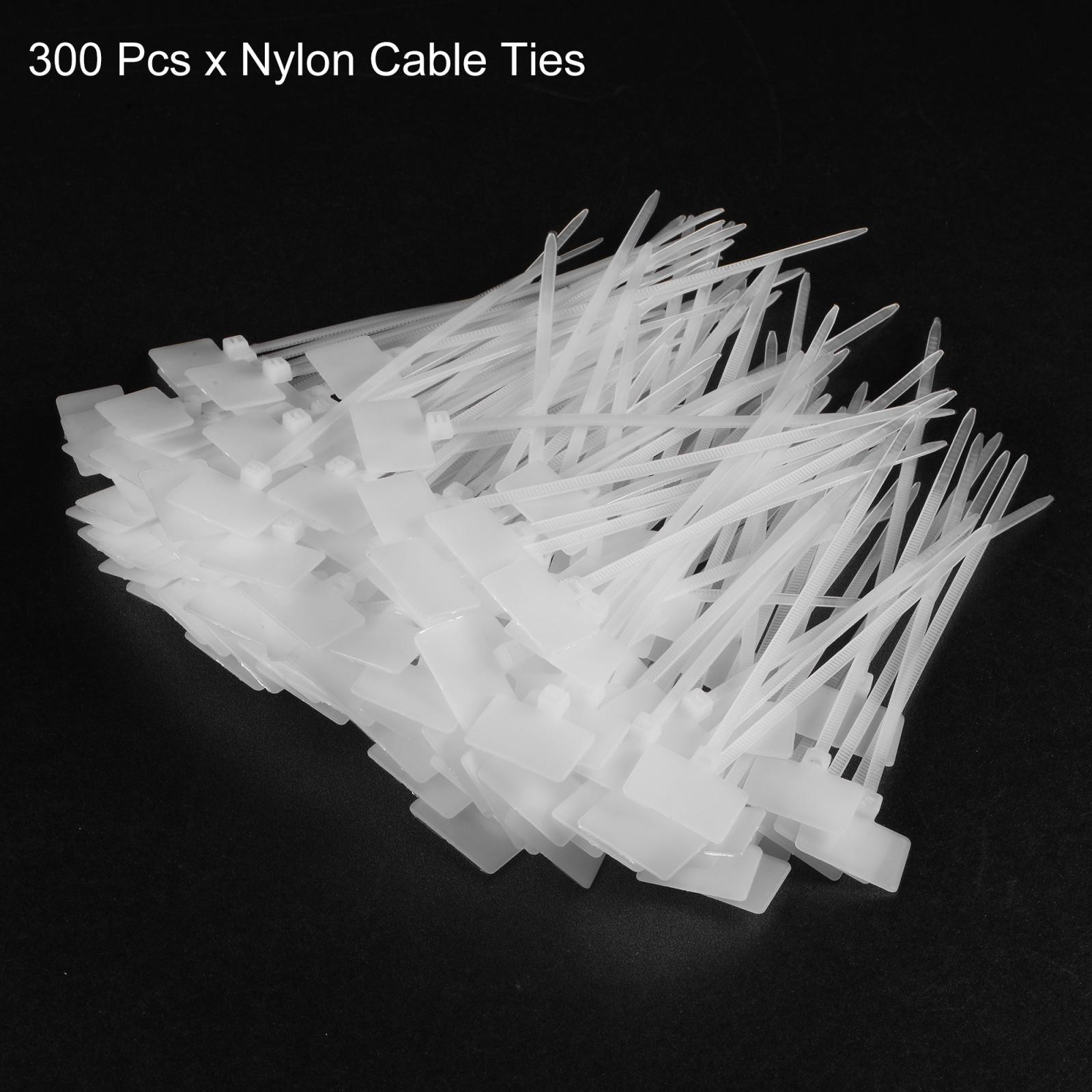 300pcs Nylon Cable Ties Tags Label Marker Self-Locking 100mm White gallery