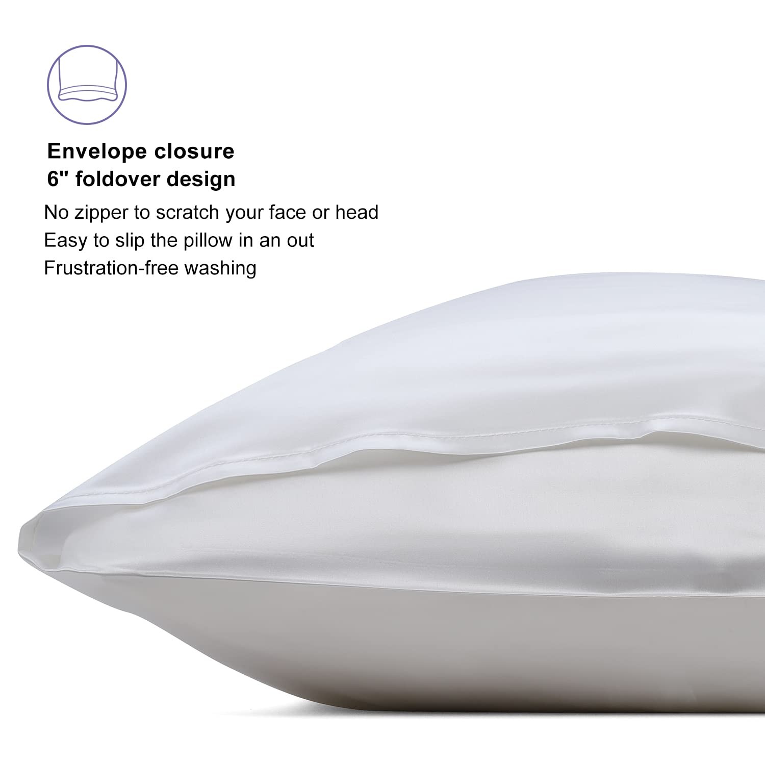 Silk Pillowcase Envelope Closure, 22 Momme 100 Percent Long Overlap Sleeve Mu... gallery