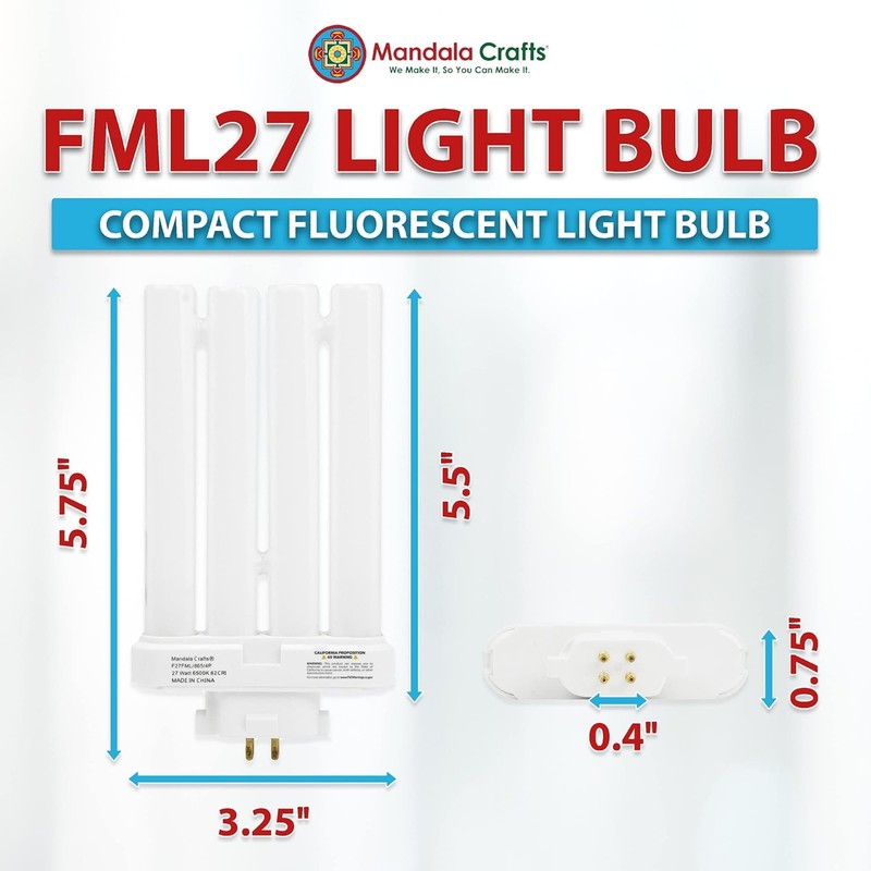 27W 6500K Daylight Compact Fluorescent Light Bulbs - 4-Pin GX10q-4 Base, 2 Pack gallery