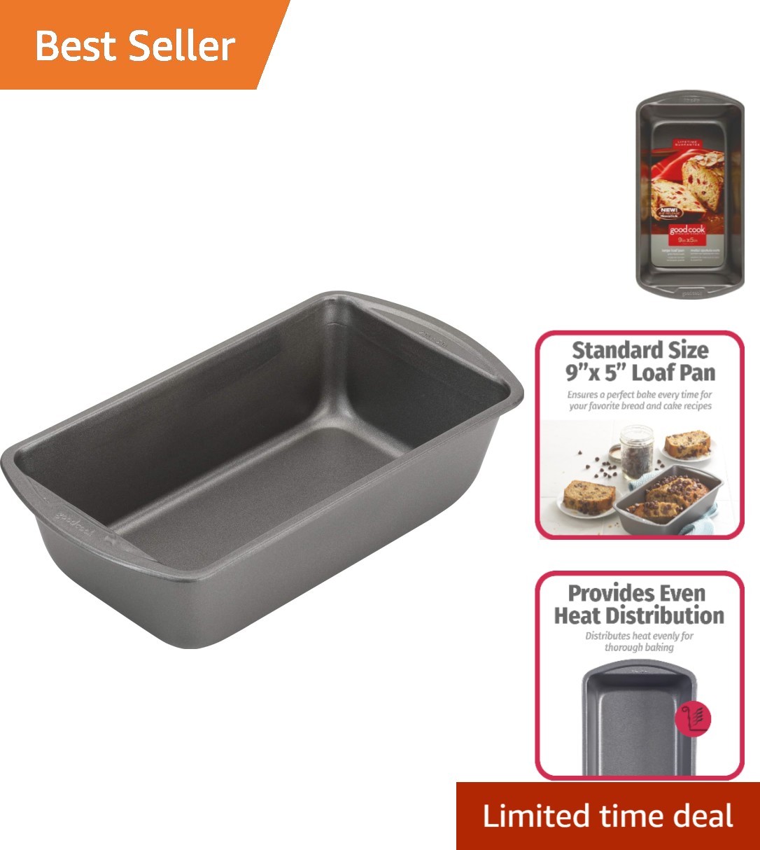 Versatile 9 x 5-Inch Nonstick Loaf Pan - Durable Steel, Oven & Dishwasher Safe gallery