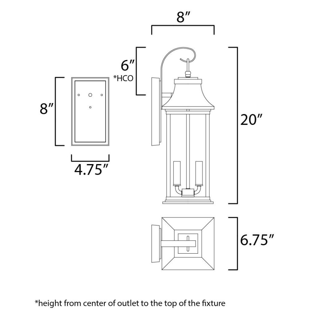 Used Maxim Lighting 30023CLBK Vicksburg - 2 Light Medium Outdoor Wall Sconce gallery