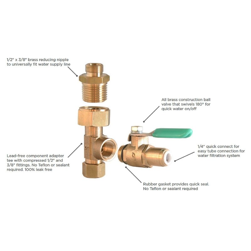 Metpure Ice Maker Fridge Install Kit – Stop Tee-Valve-1/4" Fittings, 25' Ft Tube gallery