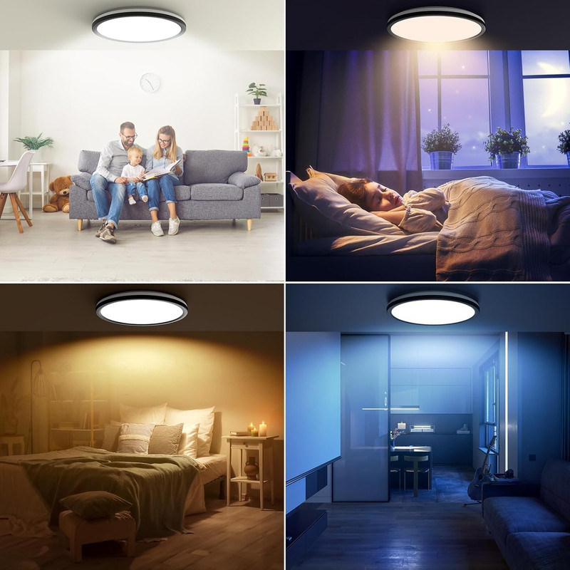 12Inch LED Flush Mount Ceiling Light with Remote Control, Dimmable Night Light 1 gallery