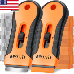 Razor Blade Scraper Tool, 2 Pack Razor Scraper Set with Extra 80Pcs Razor Blades