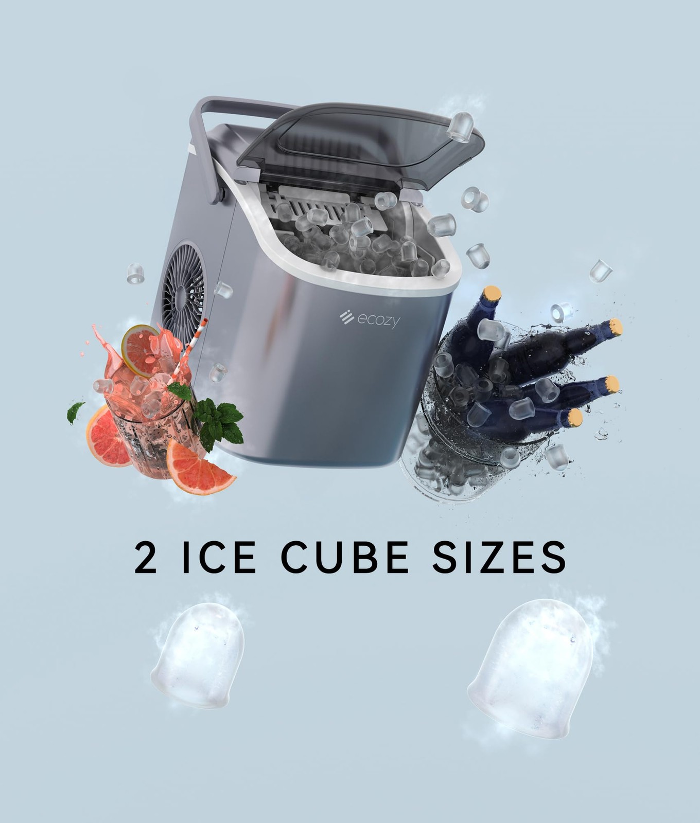 ecozy Portable Ice Maker Countertop, 9 Cubes Ready in 6 Mins, 26lbs in 24Hrs,... gallery